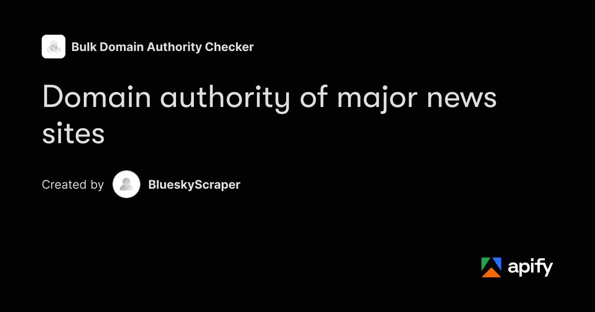 Domain authority of major news sites · Apify