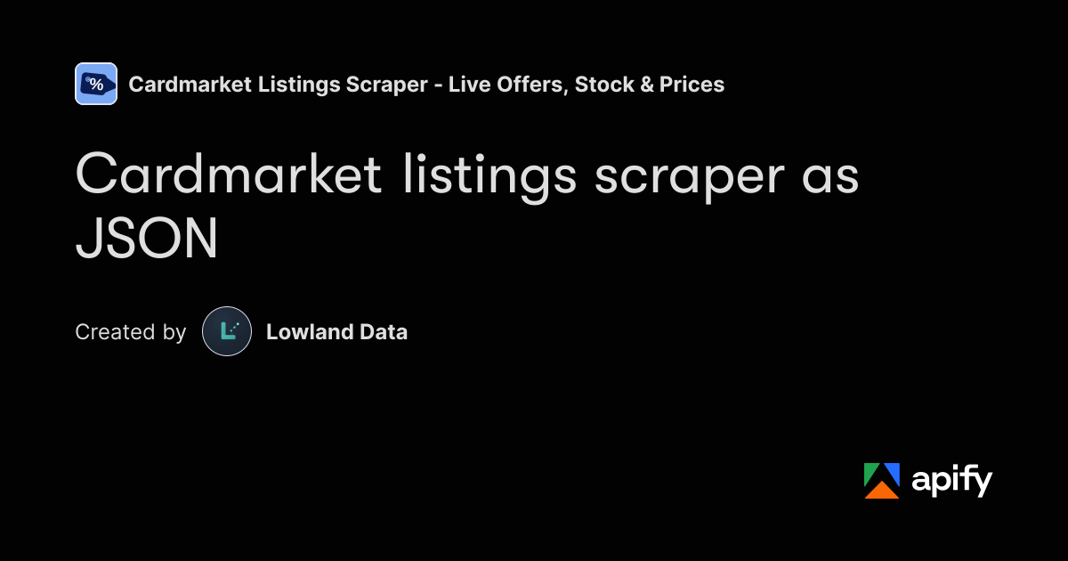 Game Card With Code Sample Cardmarket scraper - live listings as JSON, no seller data · Apify