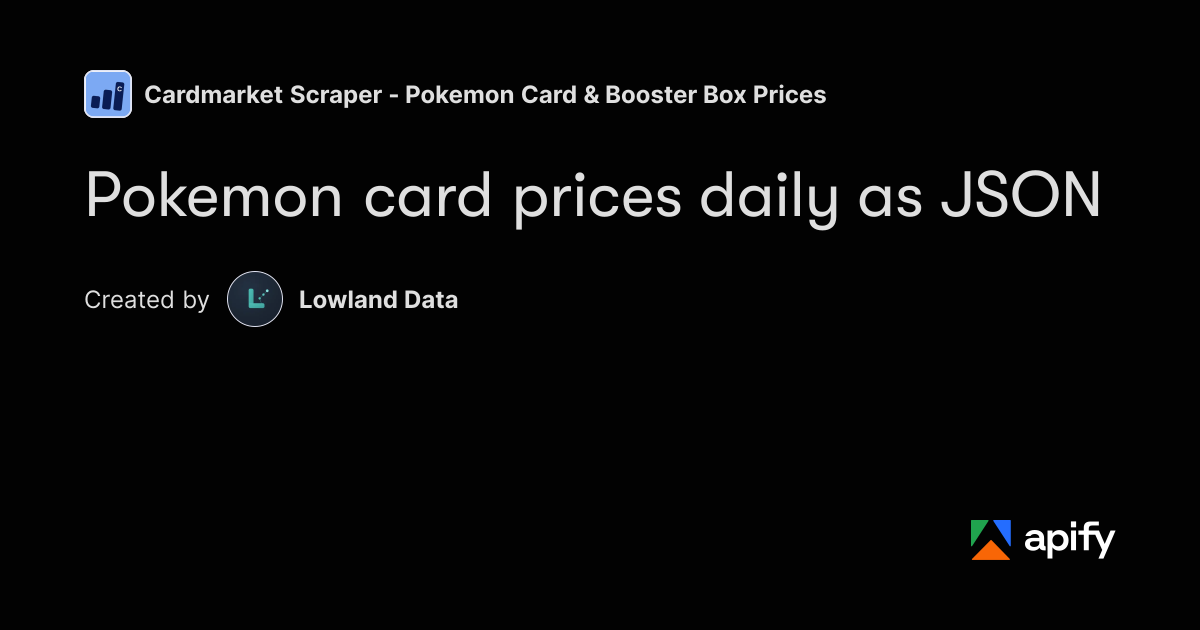 Game Card With Code Sample Pokemon card prices API - Cardmarket price guide as JSON · Apify