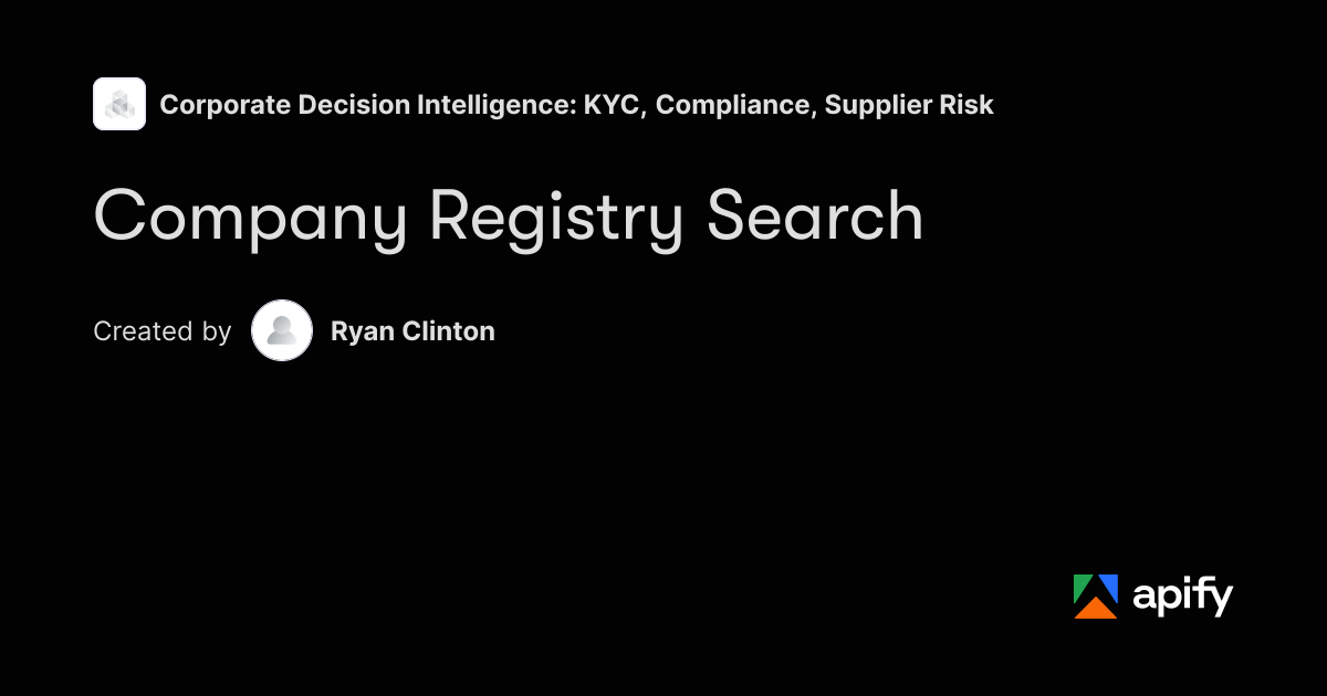 Company Registry Search · Apify