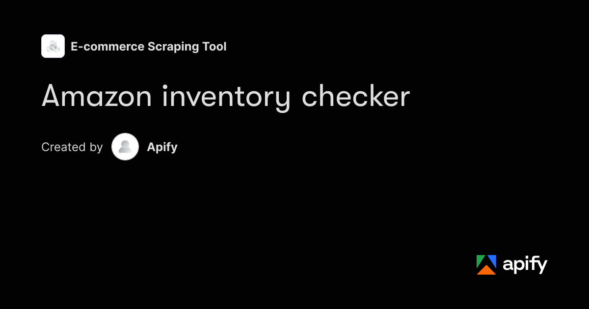 Amazon inventory checker · Apify