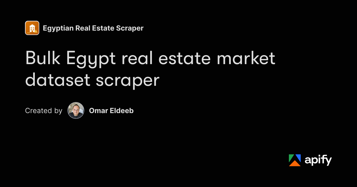 Compound Area. Examples Bulk Egypt real estate market dataset scraper · Apify