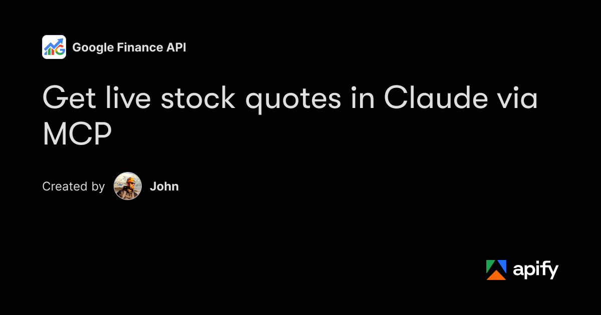 Coding Example In Research Transcript Get live stock quotes in Claude via MCP · Apify