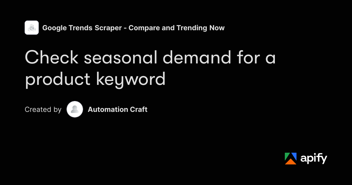 Twelve Month Google Trends Report for a Keyword · Apify