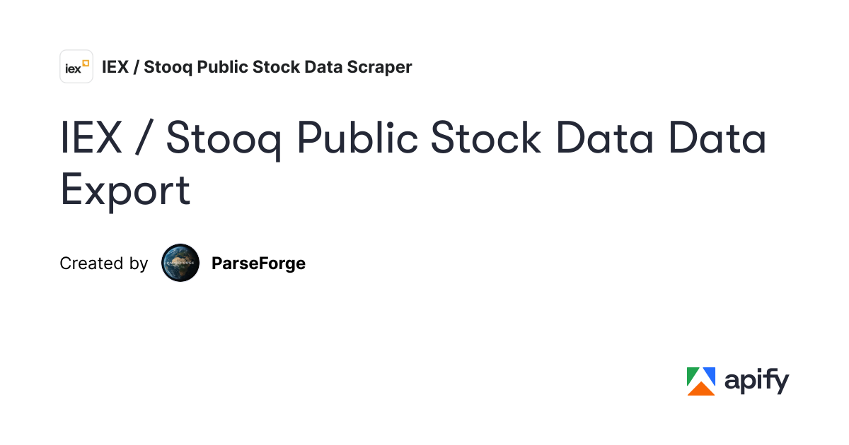 IEX / Stooq Public Stock Data Data Export · Apify