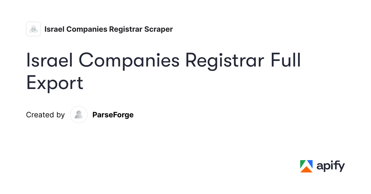 Israel Companies Registrar Full Export · Apify