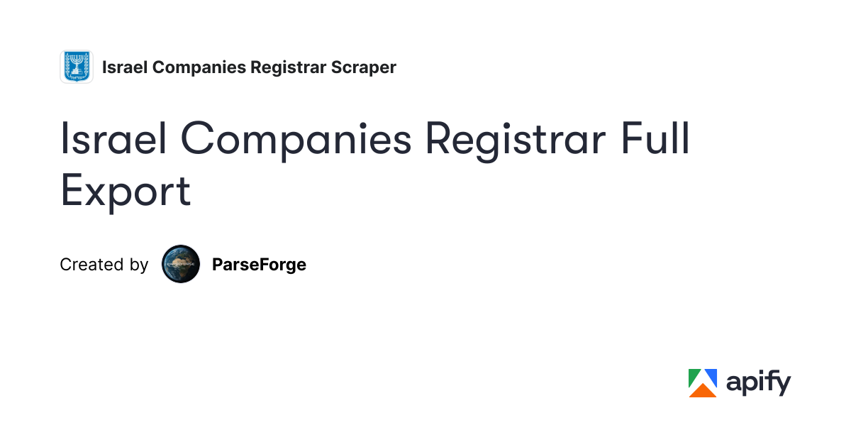 Israel Companies Registrar Full Export · Apify