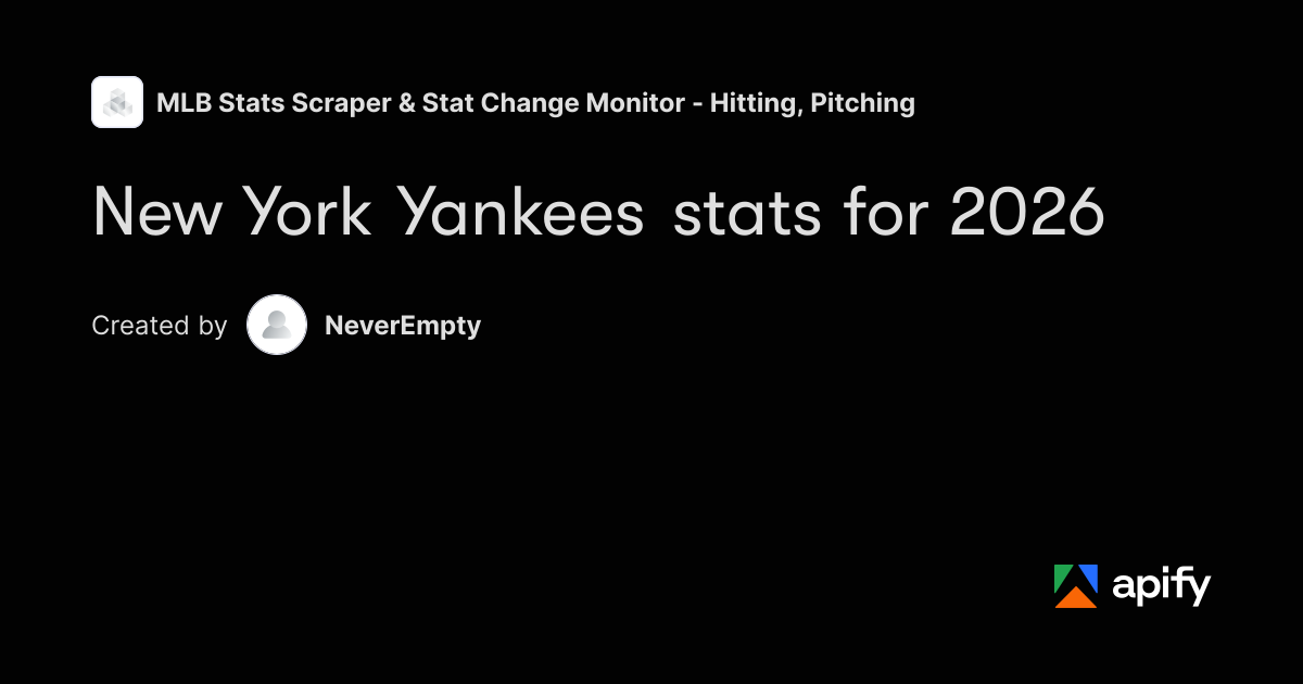 New York Yankees Stats 2026 - MLB Stats API Data · Apify