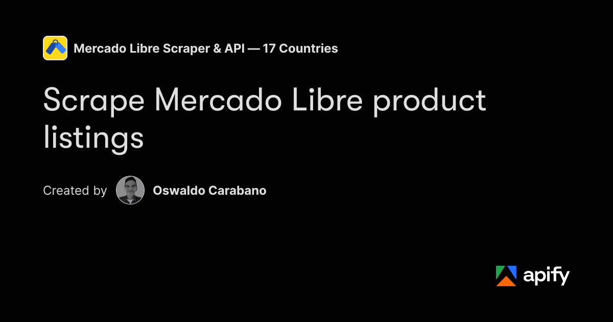 String In Python Symbol Scrape Mercado Libre product listings · Apify