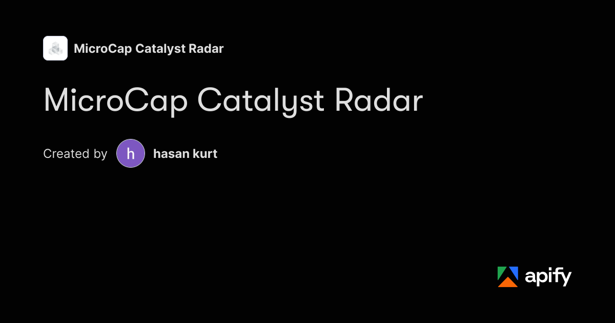 Integer Coding Example MicroCap Catalyst Radar · Apify