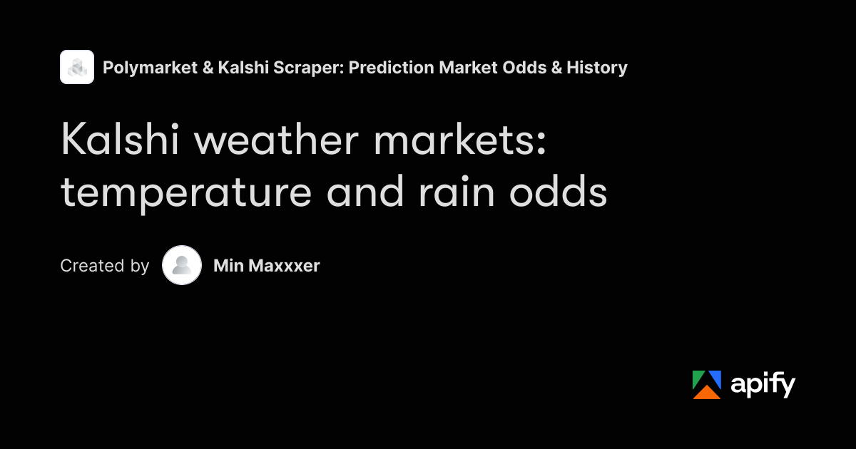 Kalshi Weather Markets — Temperature & Rain Odds · Apify