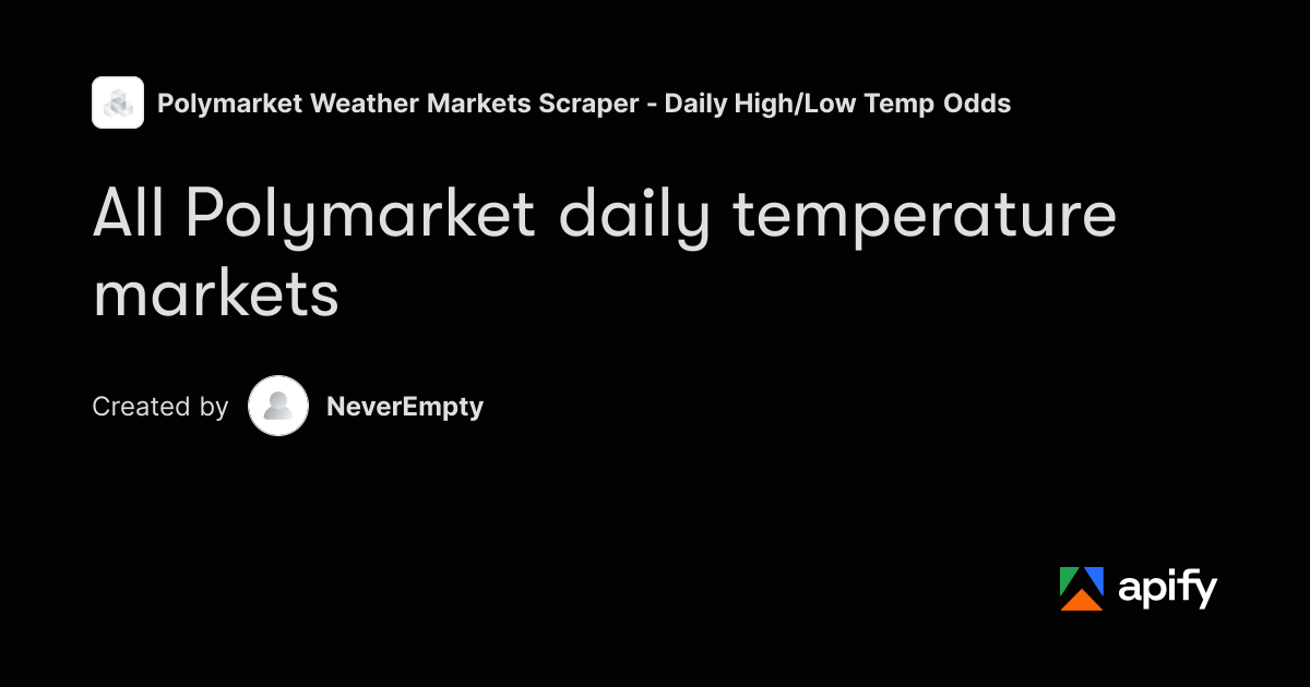 All Polymarket Weather Markets - Daily Temperature Odds · Apify
