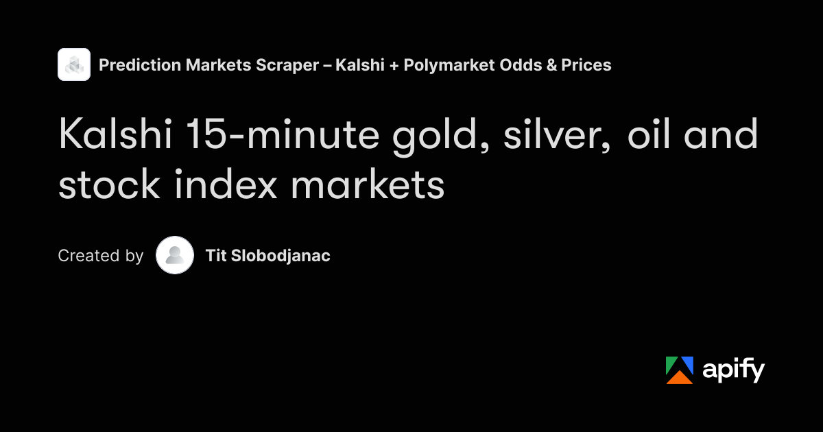 Kalshi 15-Minute Gold, Silver, Oil & S&P 500 Markets Data · Apify