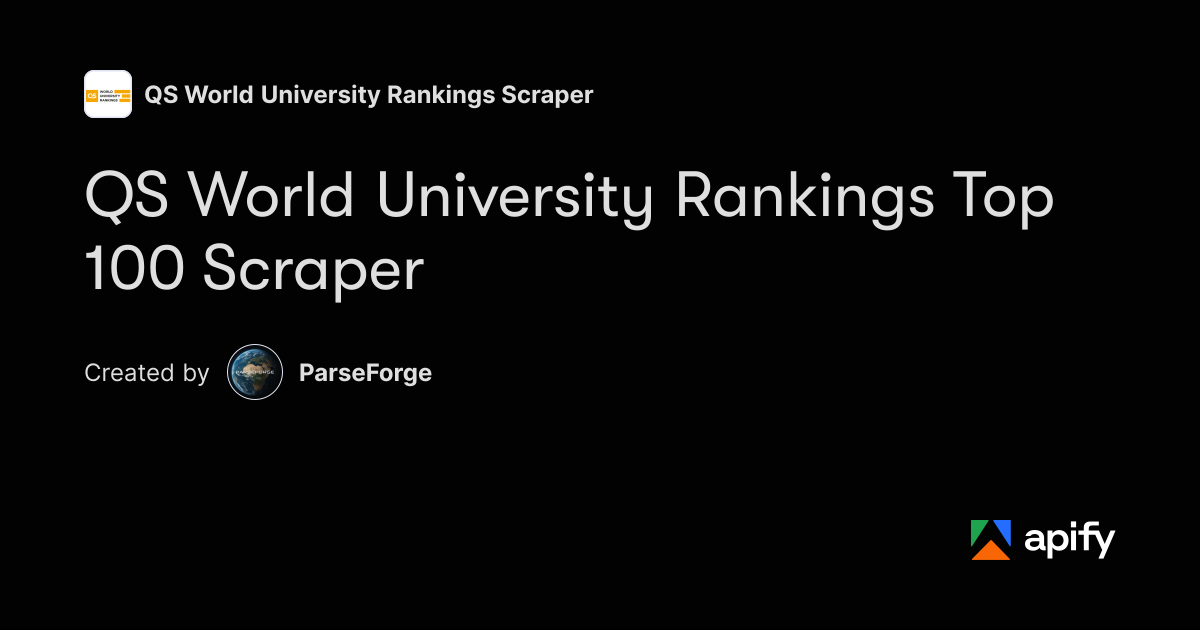 Coding Example In Research Transcript QS World University Rankings Top 100 Scraper · Apify