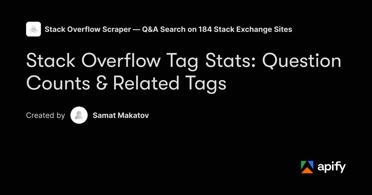 Stack Overflow Tag Stats — Question Counts · Apify