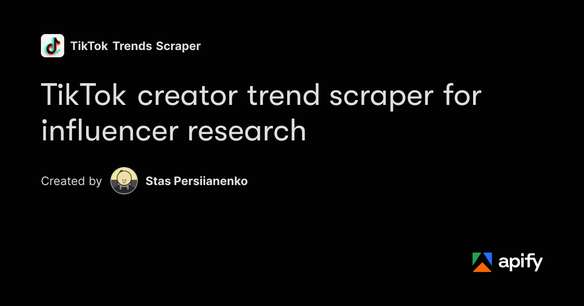 Coding Example In Research Transcript TikTok creator trend scraper for influencer research · Apify