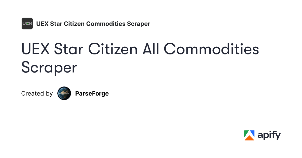 UEX Star Citizen All Commodities Scraper · Apify
