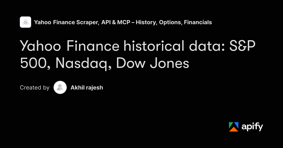 Yahoo Finance Historical Data - S&P 500, Nasdaq, Dow · Apify