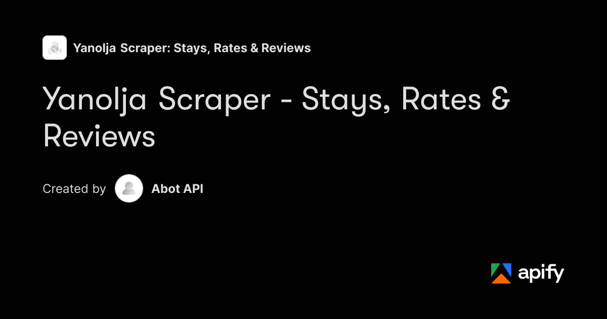 Yanolja Scraper - Stays, Rates & Reviews · Apify