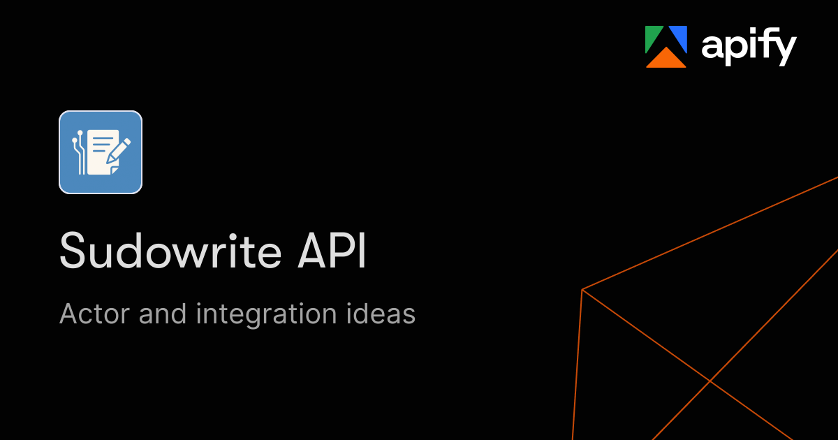 Api Fe Sudowrite API · New ideas · Apify