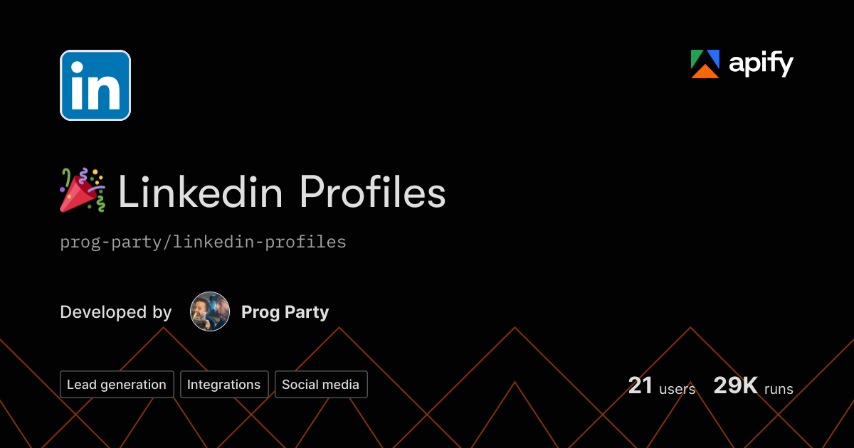 Apify Linkedin 🎉 Linkedin Profiles · Apify