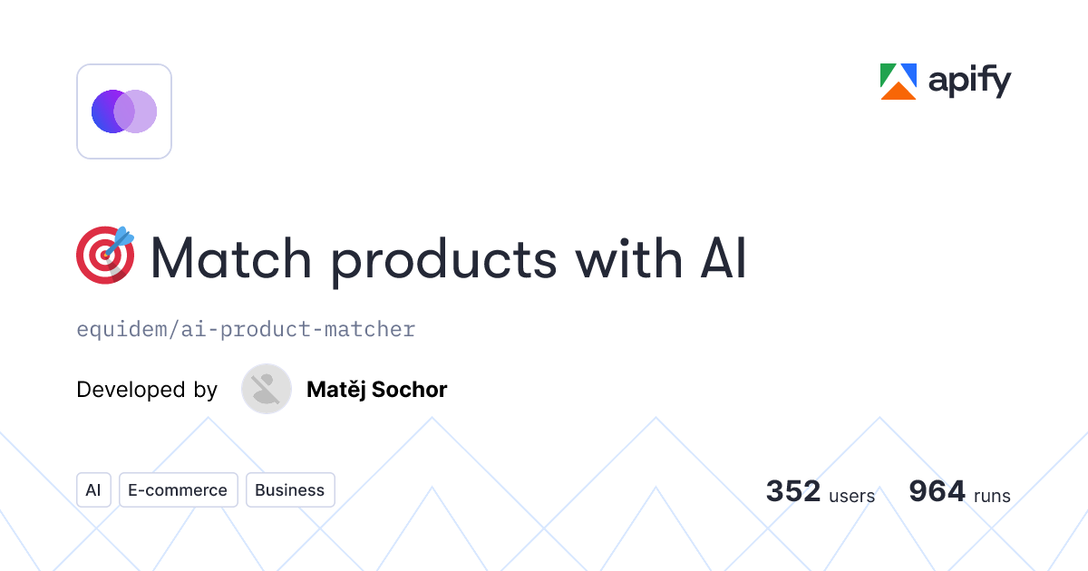 🎯 Match products with AI · Apify