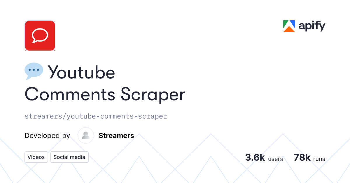 💬 Youtube Comments Scraper · Apify