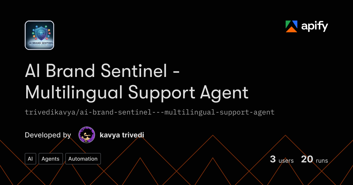 Sentinel Bookmarks AI Brand Sentinel - Multilingual Support Agent · Apify