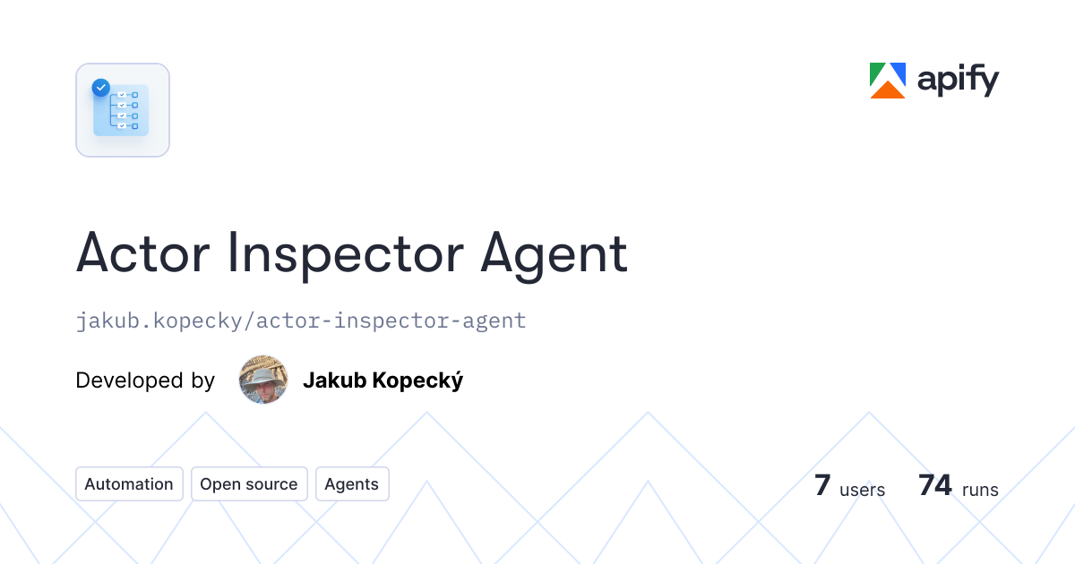 Actor Inspector Agent · Apify