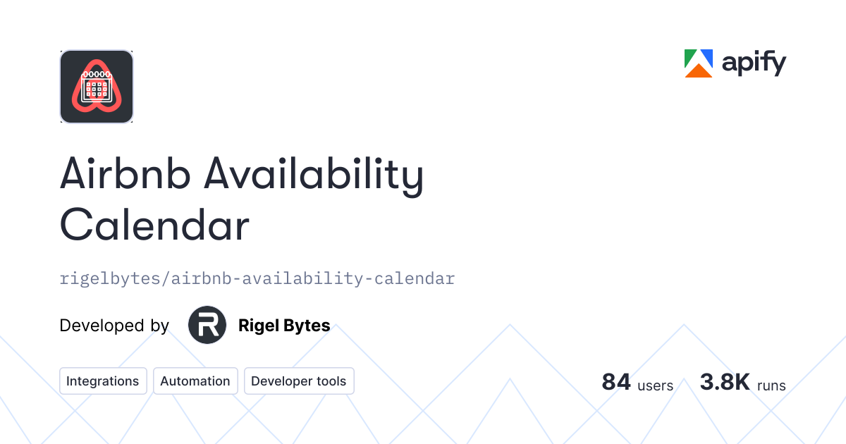 Airbnb Availability Calendar API in Python · Apify