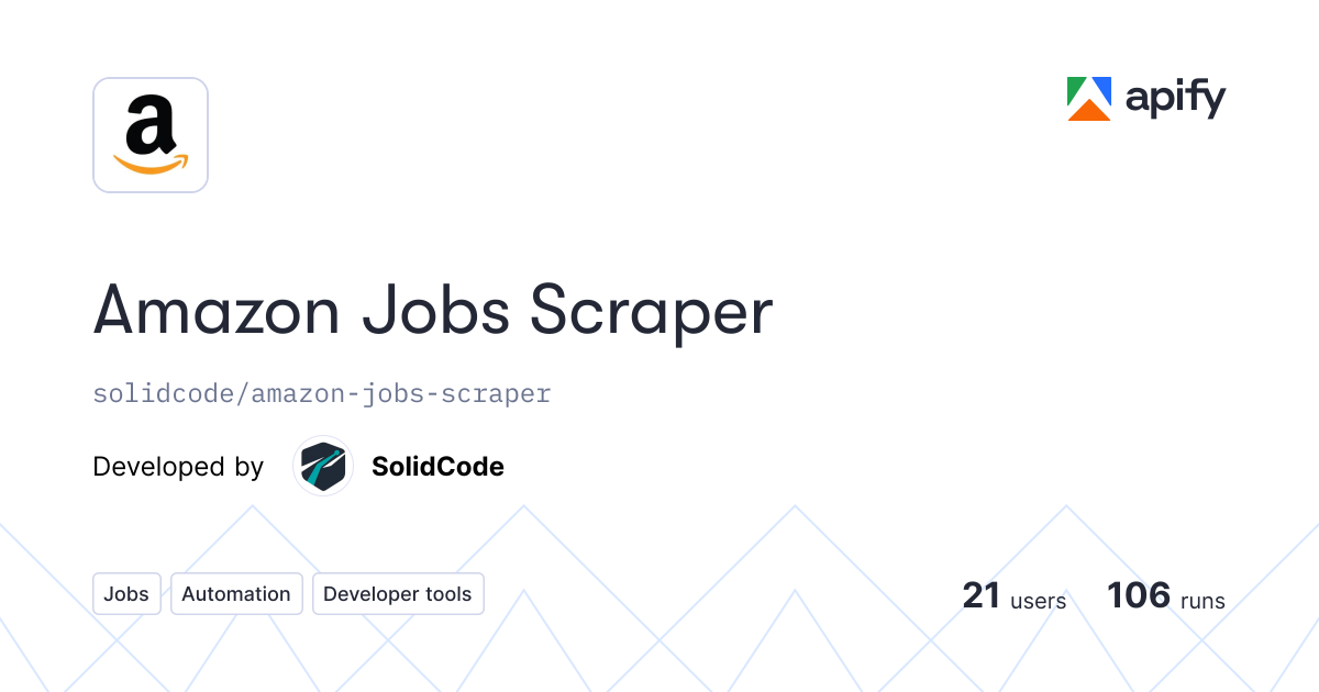 Amazon Jobs Scraper API in Python · Apify