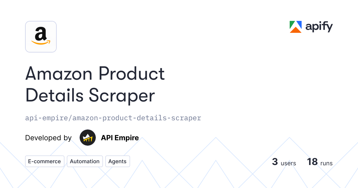 Input · Amazon Product Details Scraper · Apify