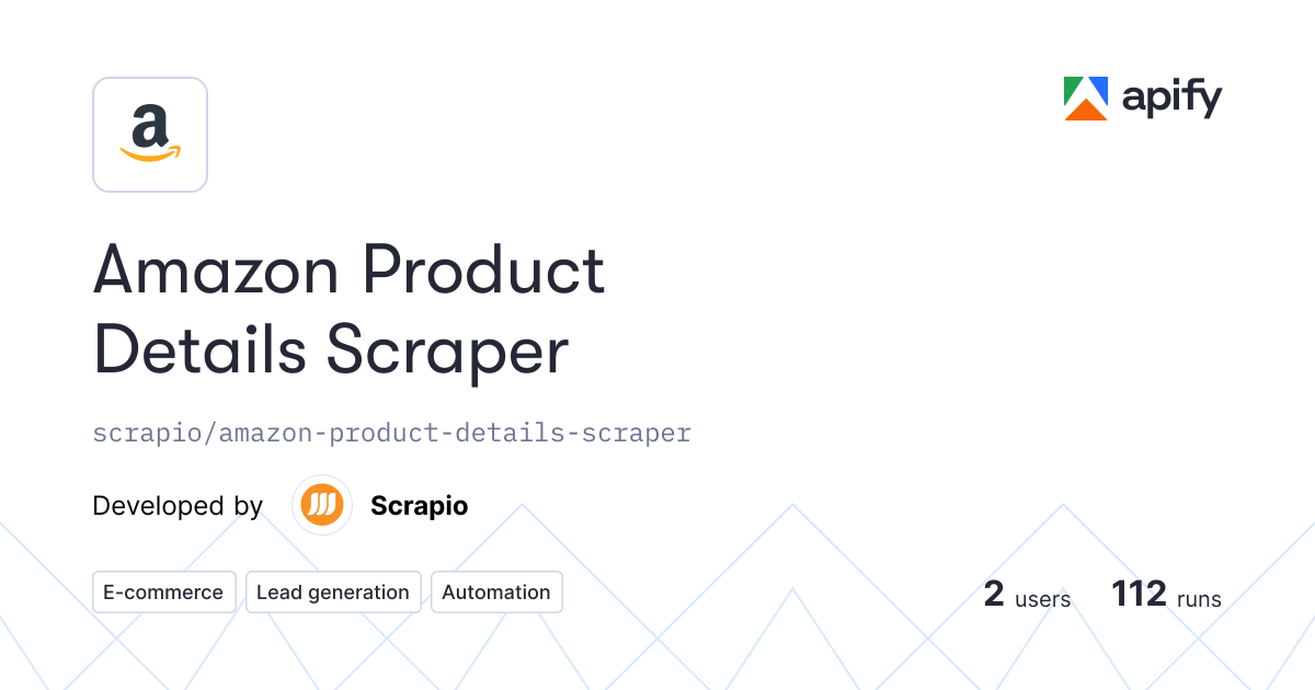 Amazon Product Details Scraper · Apify