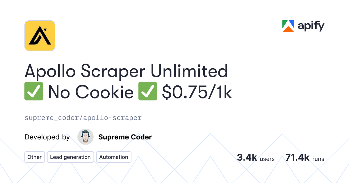 Attempt action undefined · Issues · Apollo Scraper Unlimited No Cookie ...