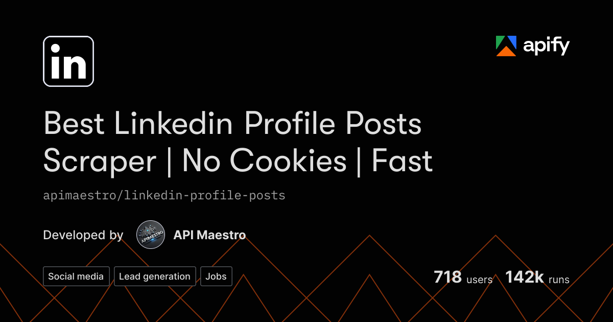 Apify Linkedin Best Linkedin Profile Posts Scraper | No Cookies | Fast · Apify