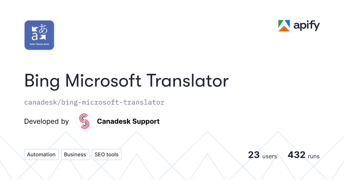 Bing Microsoft Translator · Apify