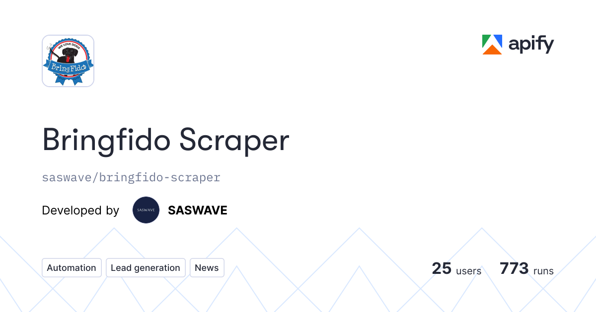Bringfido Scraper API in Python · Apify