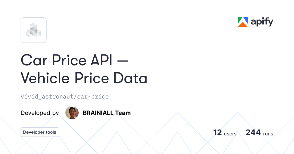 Car Price API — Vehicle Price Data API in Python · Apify
