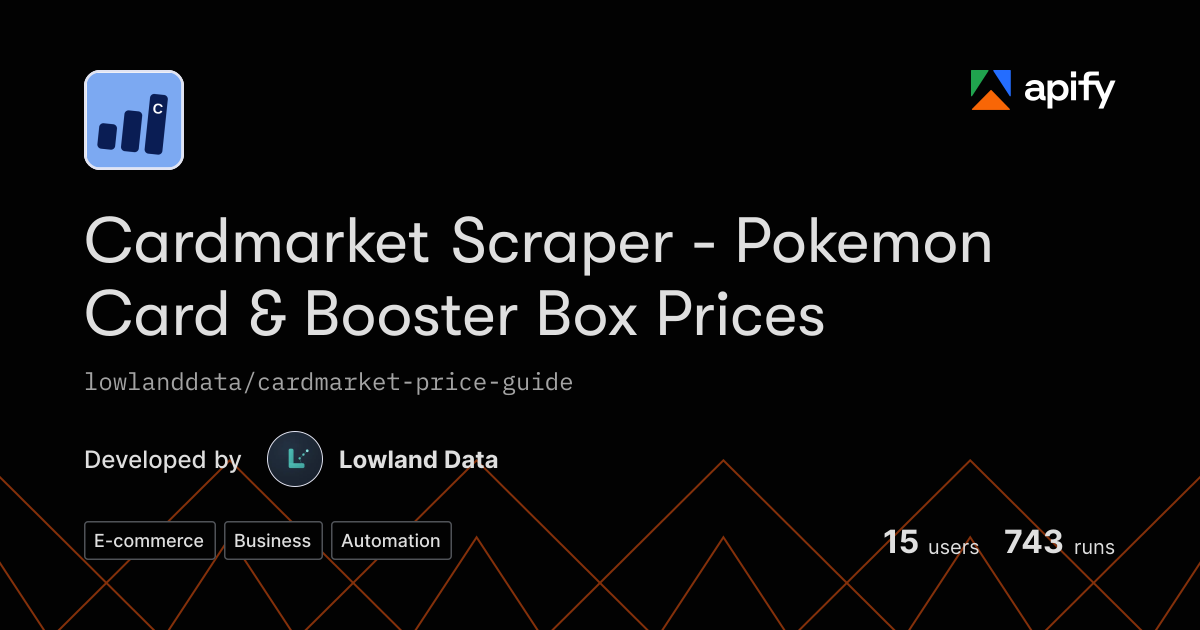 Box Rotating Reference Output · Cardmarket Price Guide - Pokemon Card & Booster Box Prices · Apify