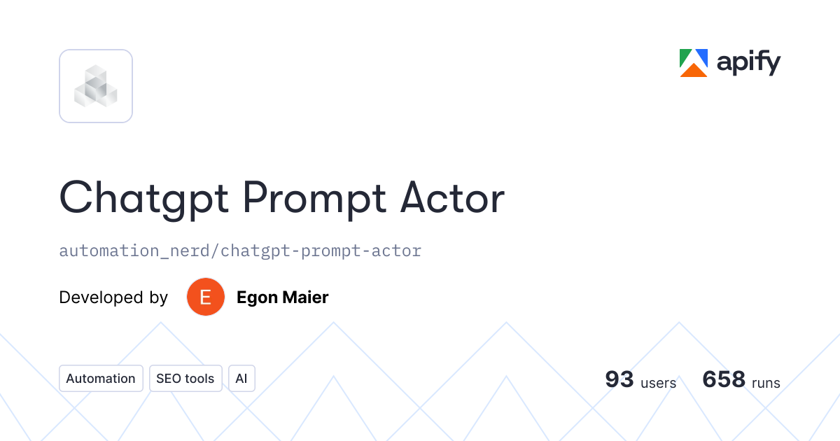 async working · Issues · Chatgpt Prompt Actor · Apify