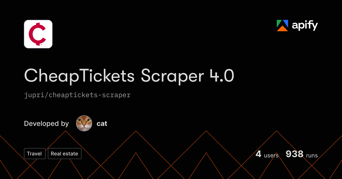CheapTickets Scraper 4.0 API in Python · Apify