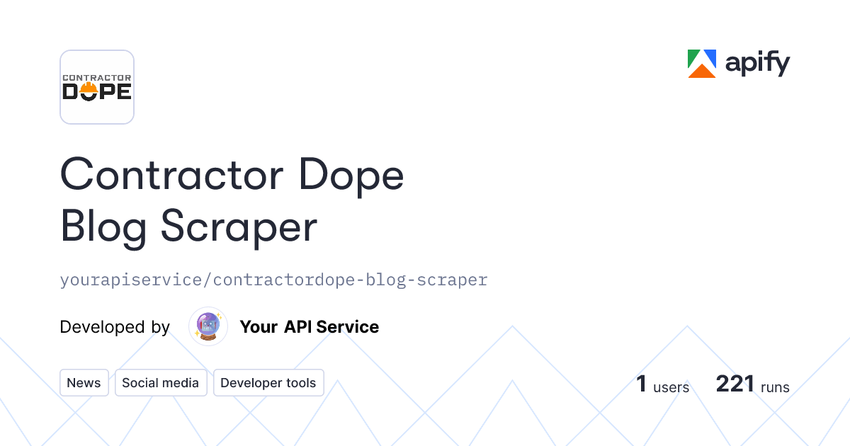 Contractor Dope Blog Scraper · Apify