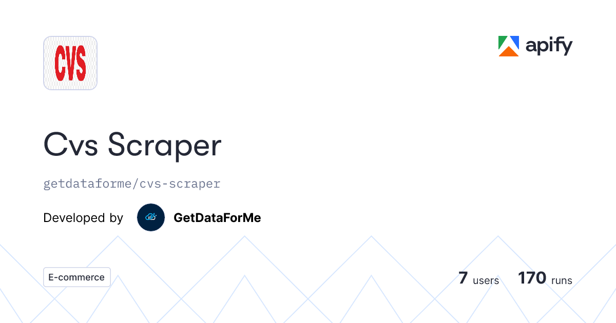 Cvs Scraper API in Python · Apify