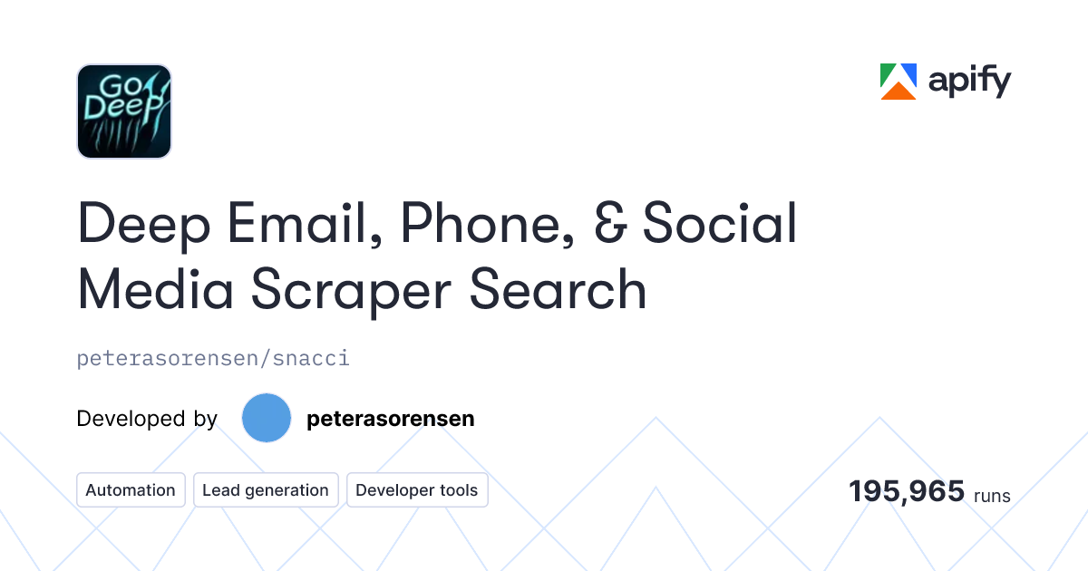Deep Email, Phone, & Social Media Scraper Search