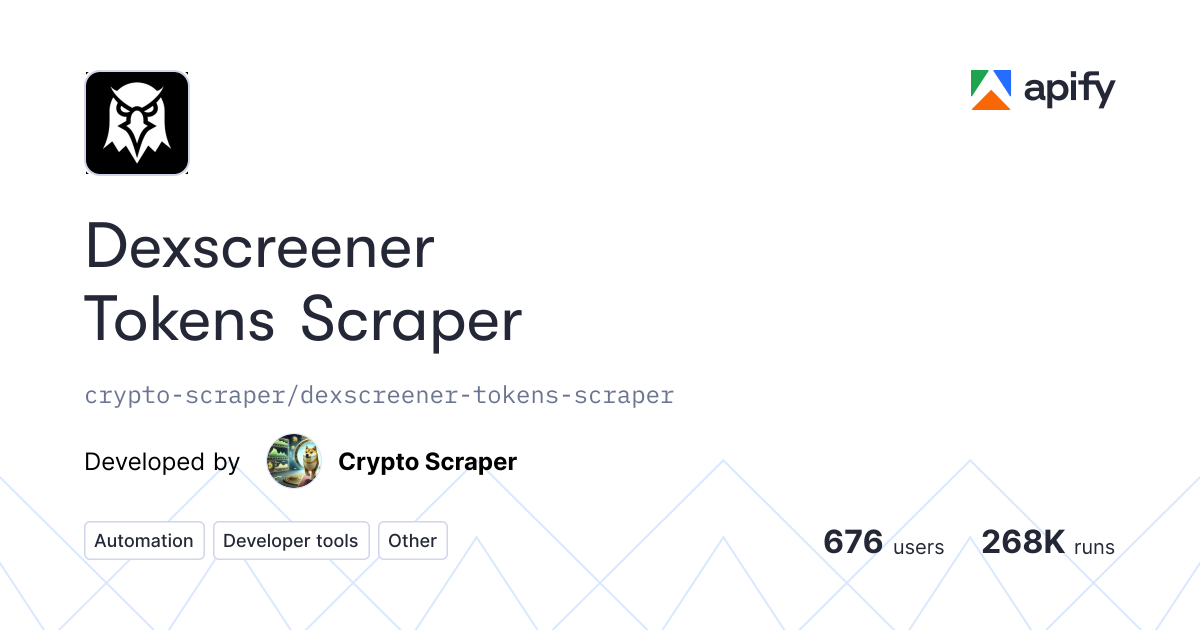 DexScreener Token Scraper | Real-Time Crypto Data OpenAPI definition ...