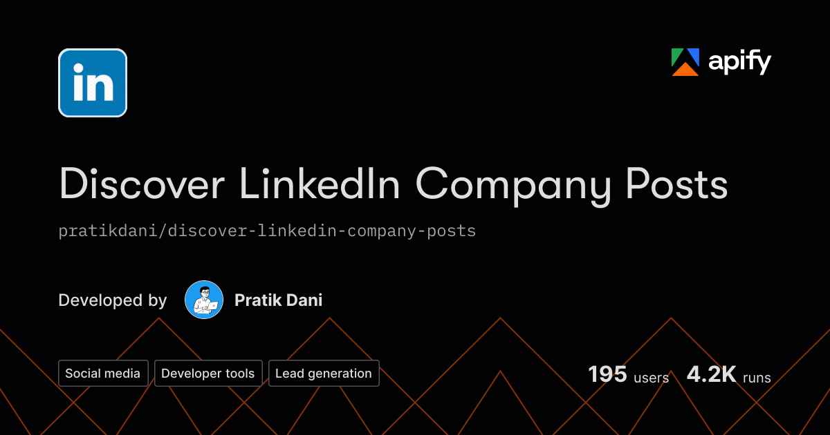 Apify Linkedin Issues · Discover LinkedIn Company Posts · Apify
