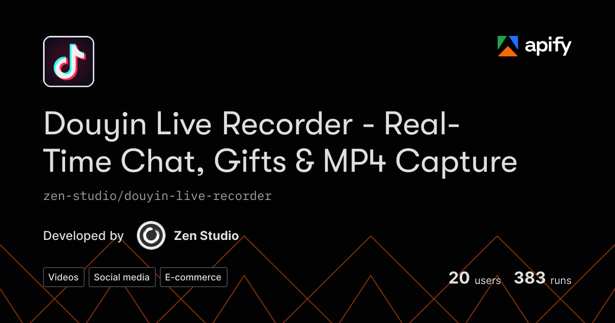 Chat Log Library Python Douyin Live Recorder - Real-Time Chat, Gifts & MP4 Capture · Apify