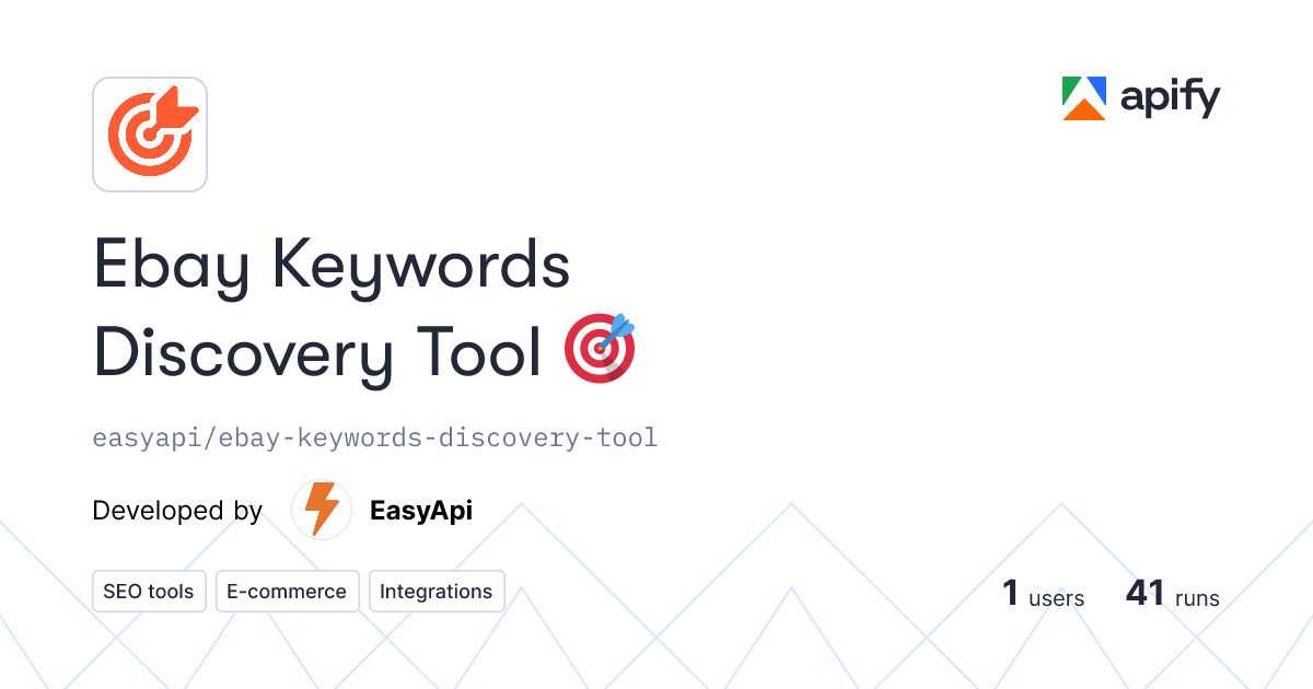 Issues · Ebay Keywords Discovery Tool 🎯 · Apify