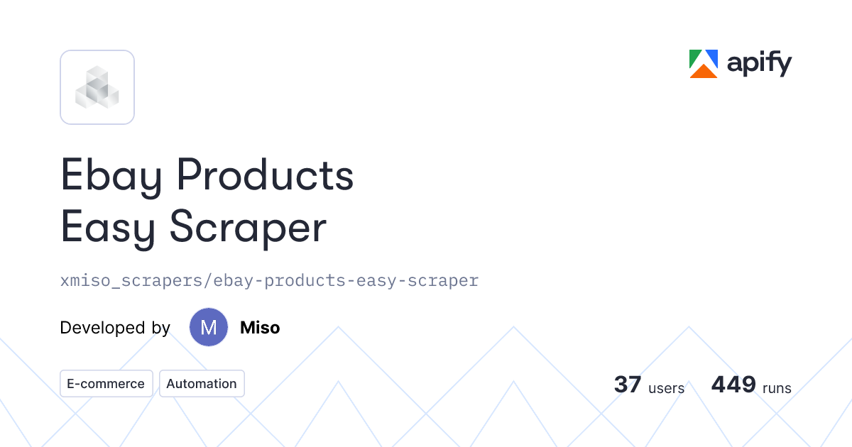 Issues · Ebay Products Easy Scraper · Apify