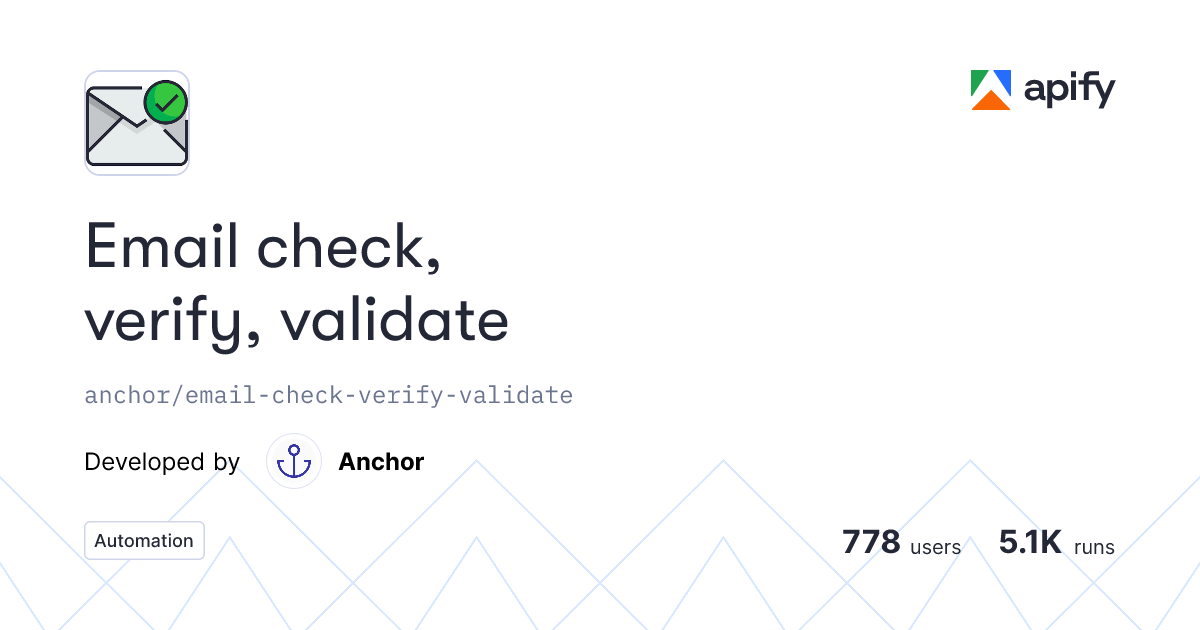 Email check, verify, validate API in Python · Apify